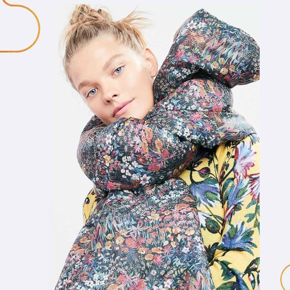 🆕 {J.Crew} Floral Print Puffer Scarf